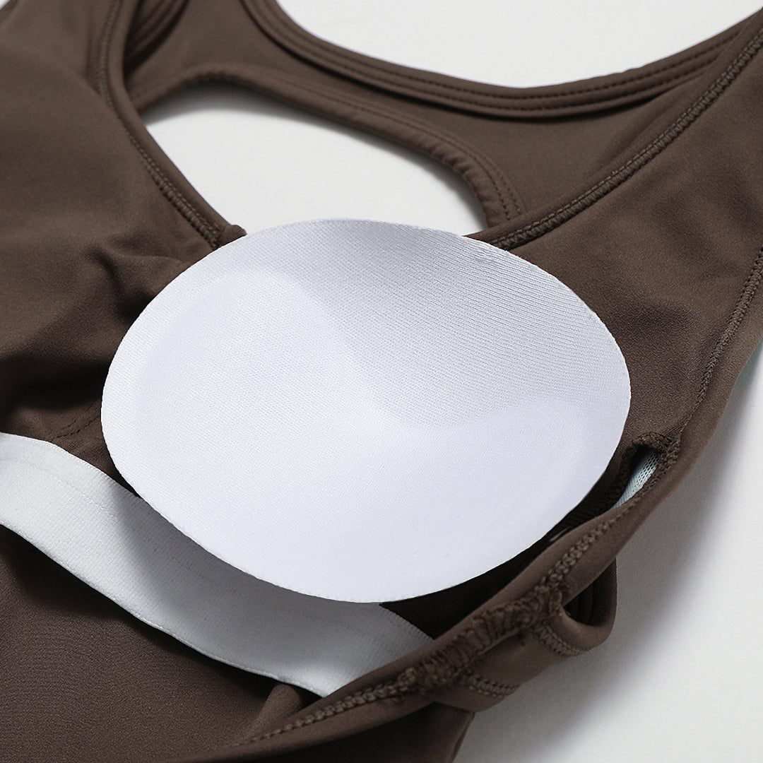 Coffee Solid Flare Long Spandex Cutout Back