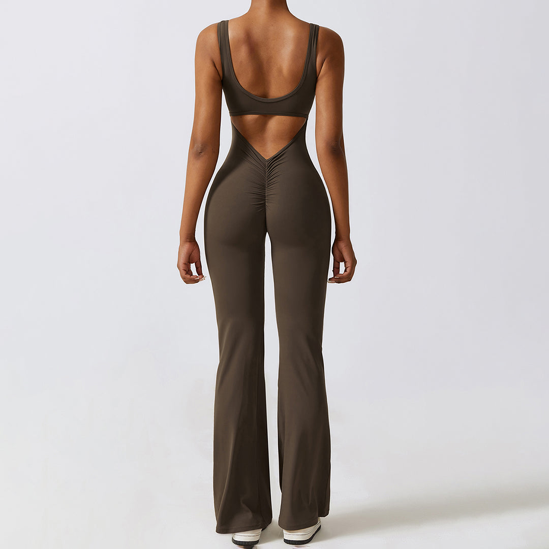 Brown Flared Butt Scrunch Body-Suit