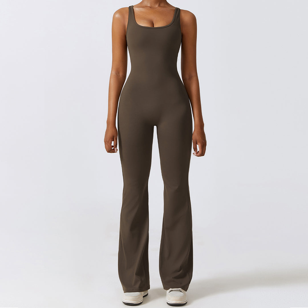 Brown Flared Butt Scrunch Body-Suit