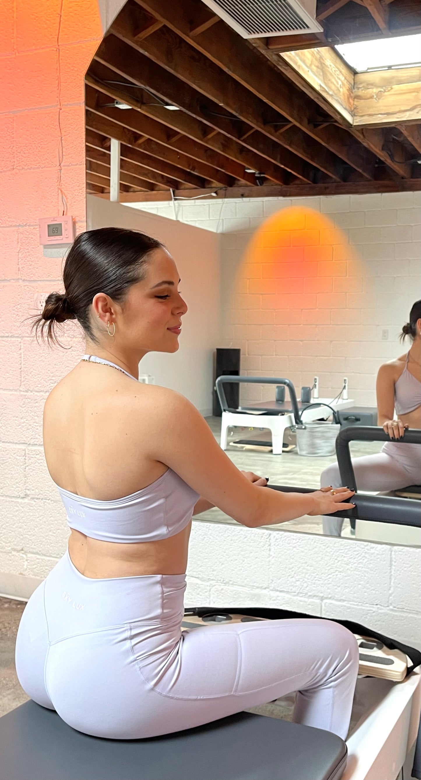 Soft Grey Twist Sports Bra with Open Back