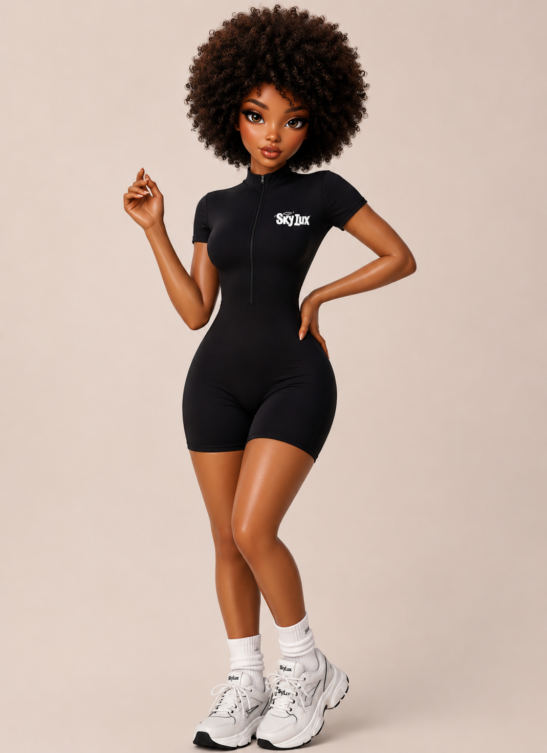 MAIN CHARACTER ZIP BODY SUIT JET BLACK
