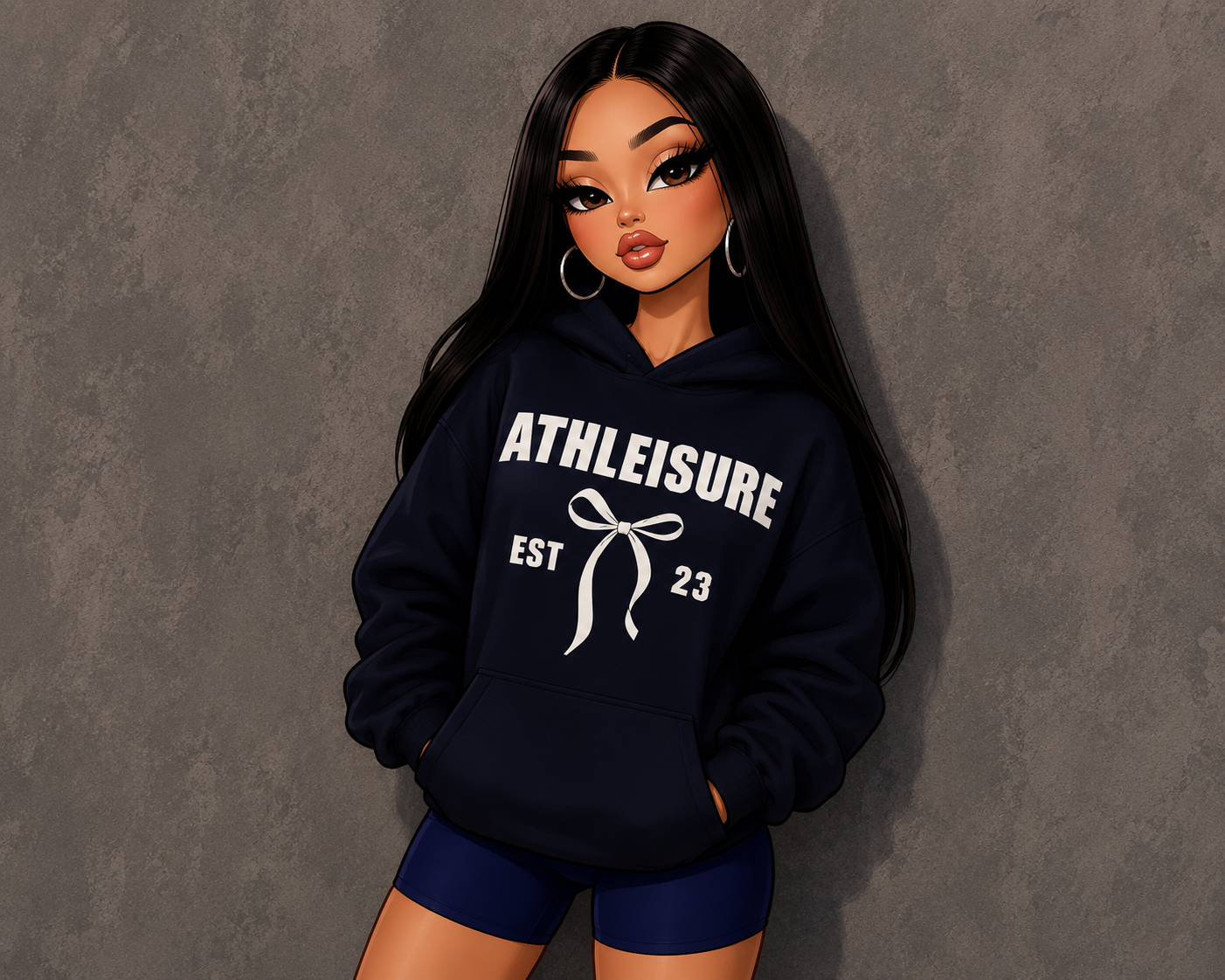 DOLL BOW HOODIE- NAVY