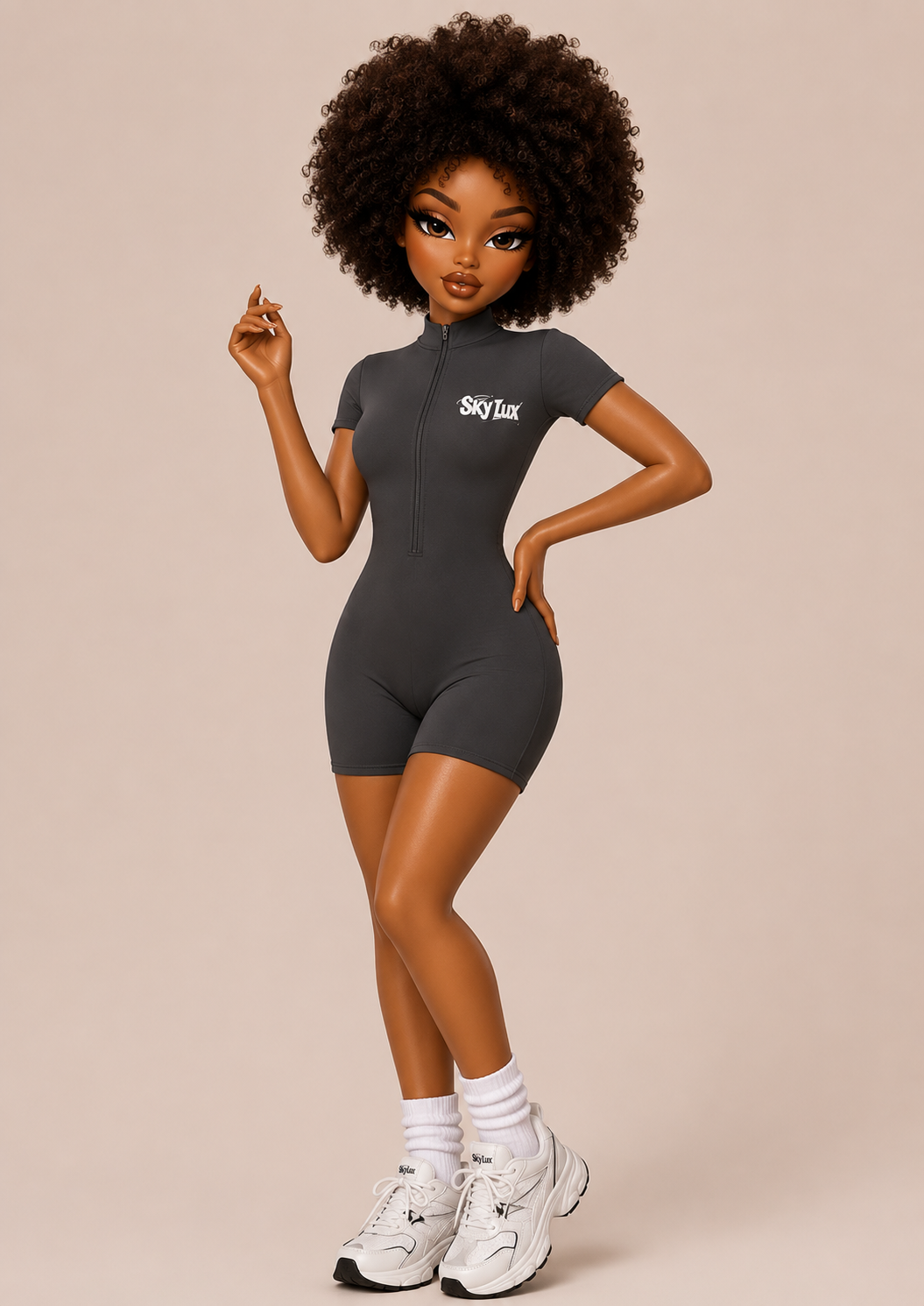 MAIN CHARACTER ZIP BODY SUIT GREY