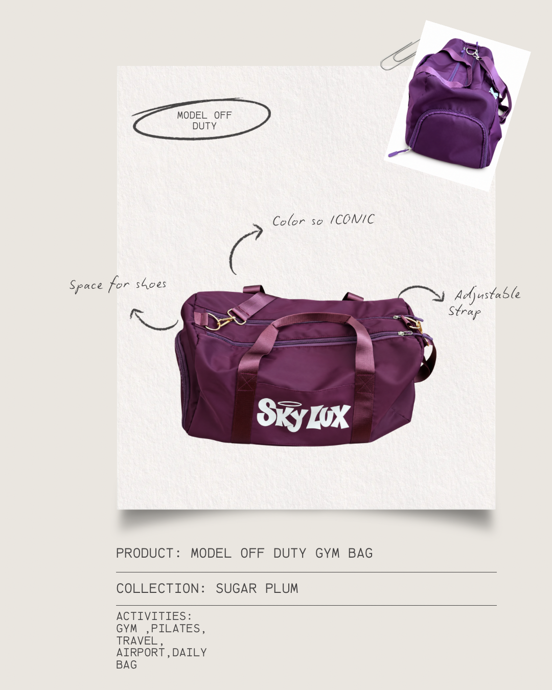 SUGAR PLUM GYM BAG