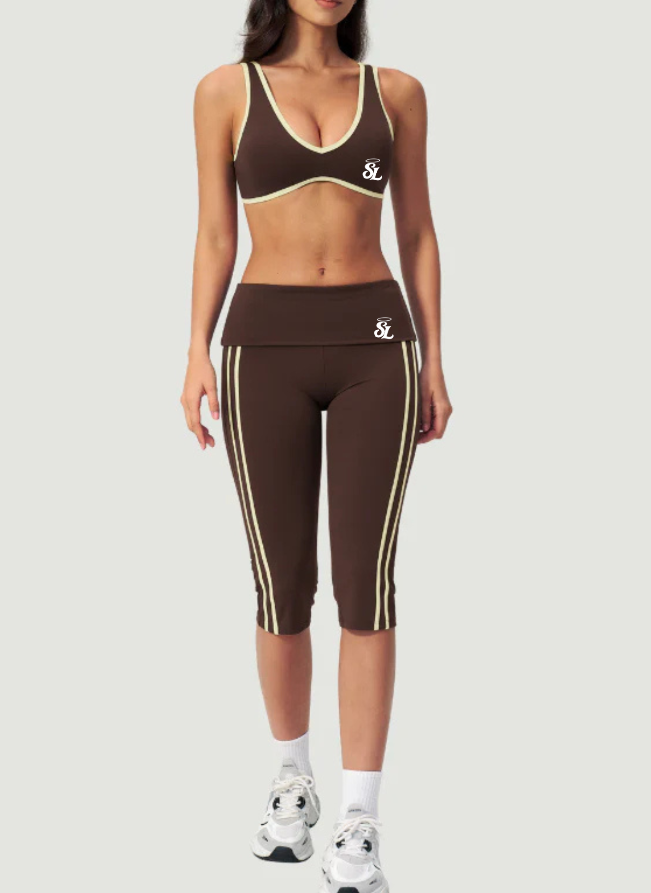 90s DOLL STRIPE LEGGINGS BROWN