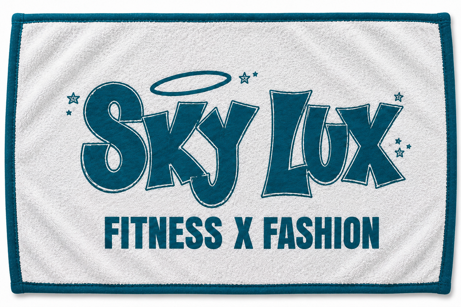 SKY LUX GYM TOWEL-DARK TEAL/WHITE