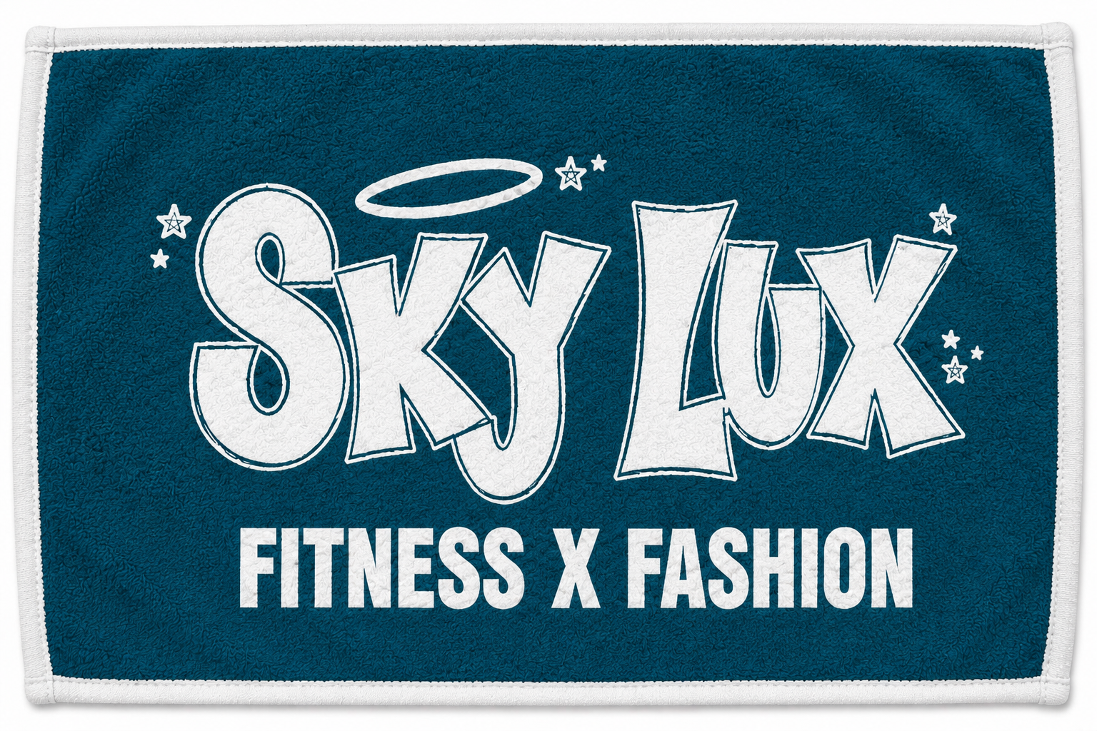 SKY LUX GYM TOWEL-WHITE/DARK TEAL