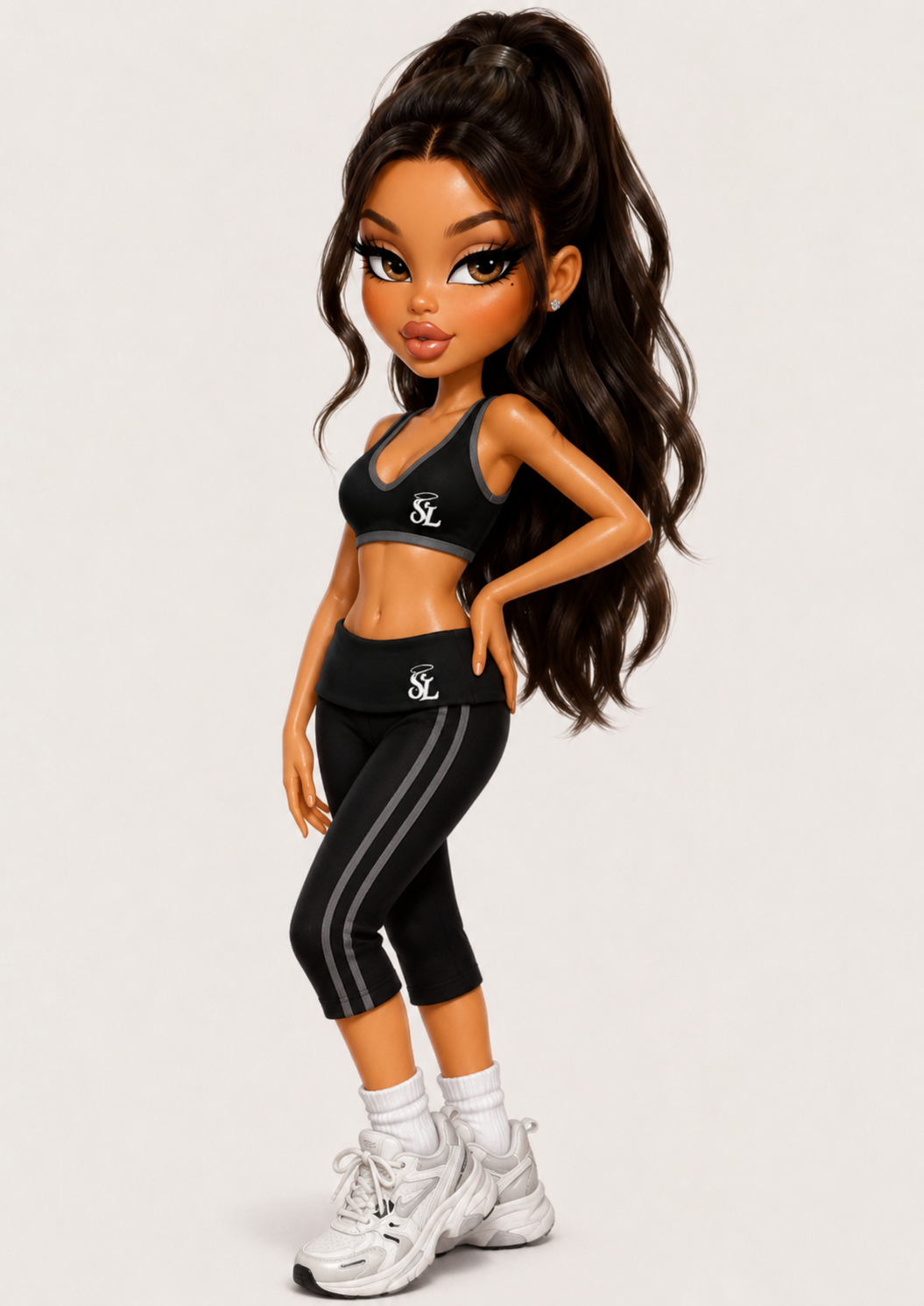 90s DOLL STRIPE LEGGINGS BLACK