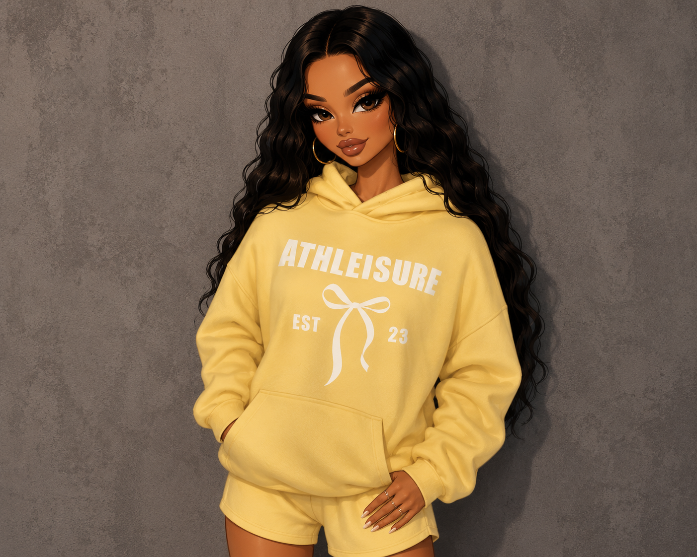 DOLL BOW HOODIE- YELLOW
