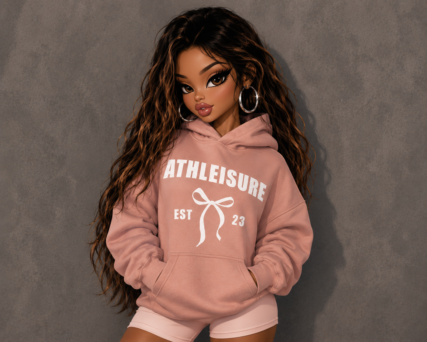 DOLL BOW HOODIE- PEACH
