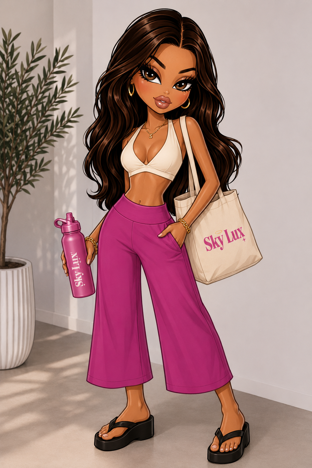 PINK BOTTOMS WIDE LEG