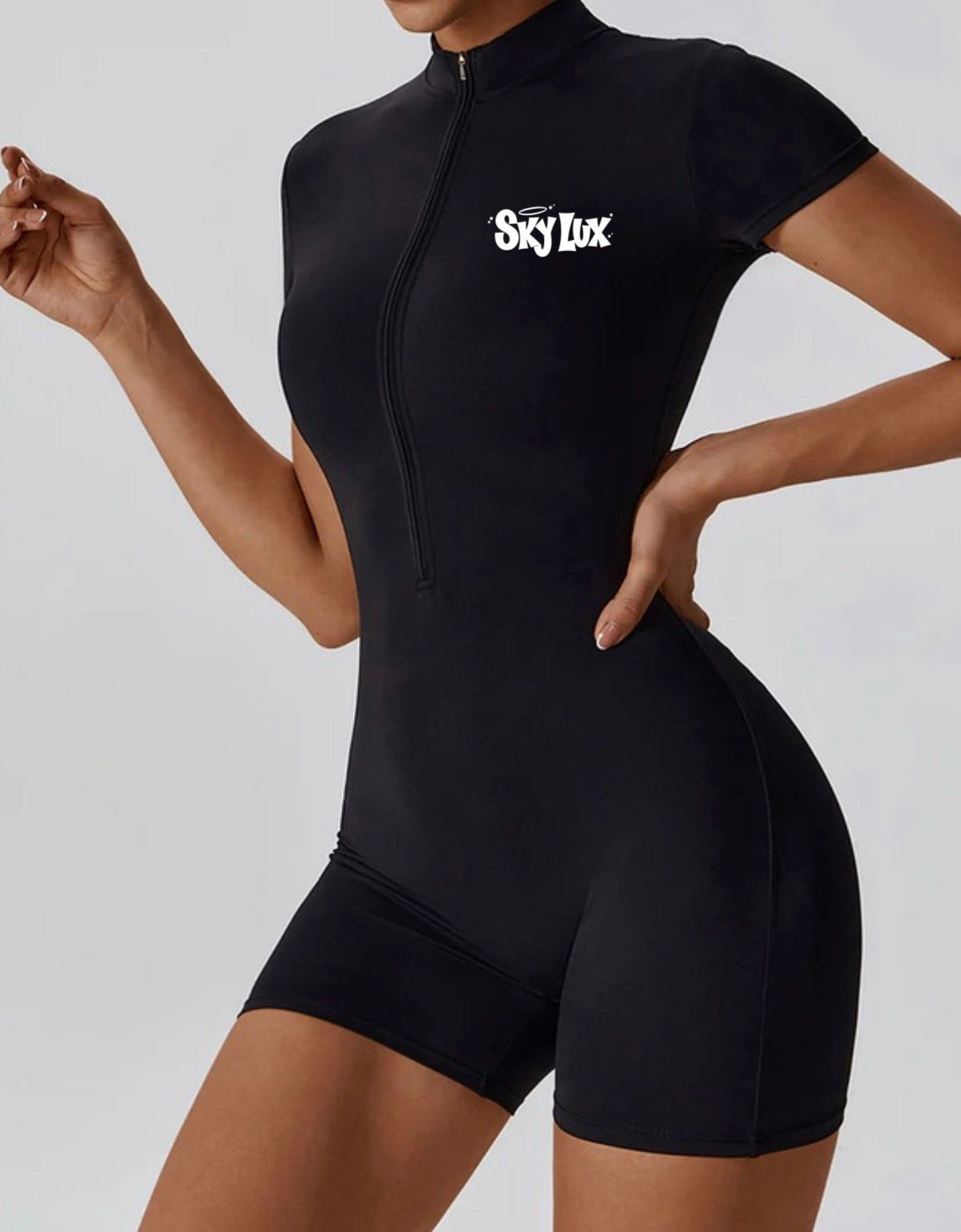 MAIN CHARACTER ZIP BODY SUIT JET BLACK