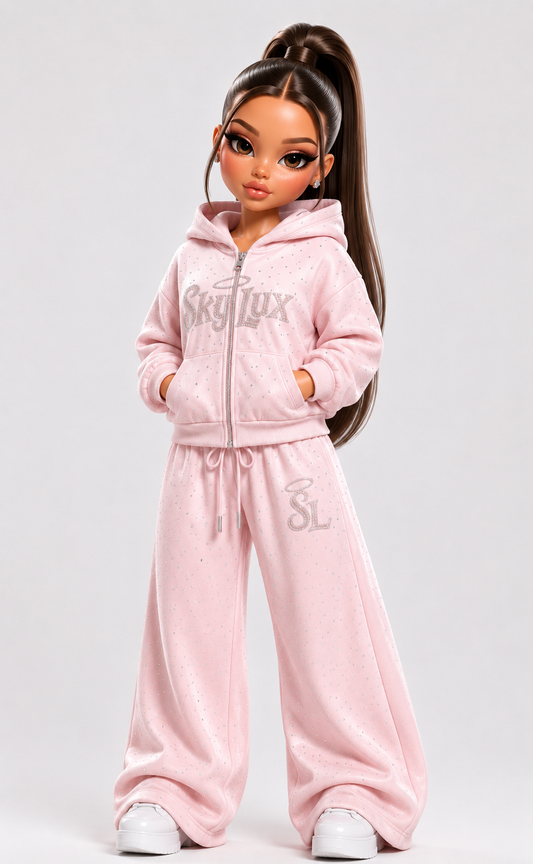 OFF DUTY RHINESTONE SWEATS- PINK