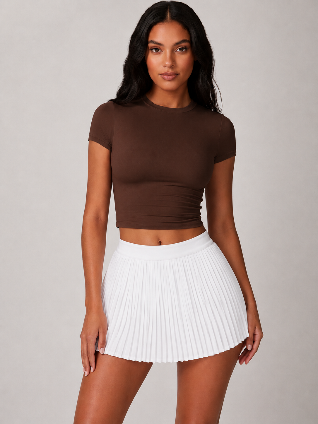 BROWN SCULPT TOP