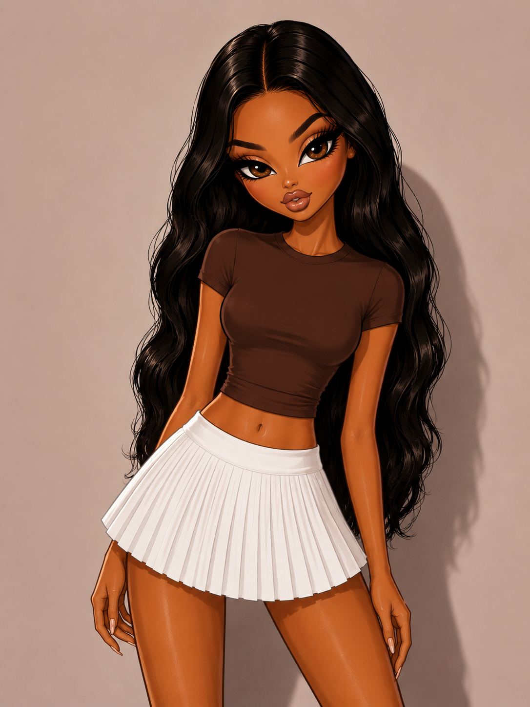 BROWN SCULPT TOP