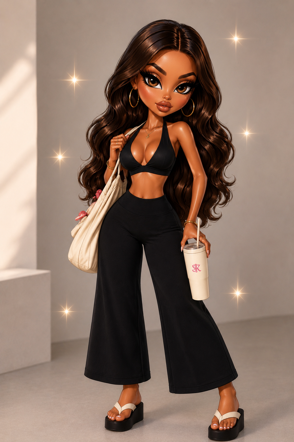 BLACK  BOTTOMS WIDE LEG