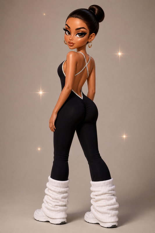 DOLLED UP BODYSUIT- JET BLACK