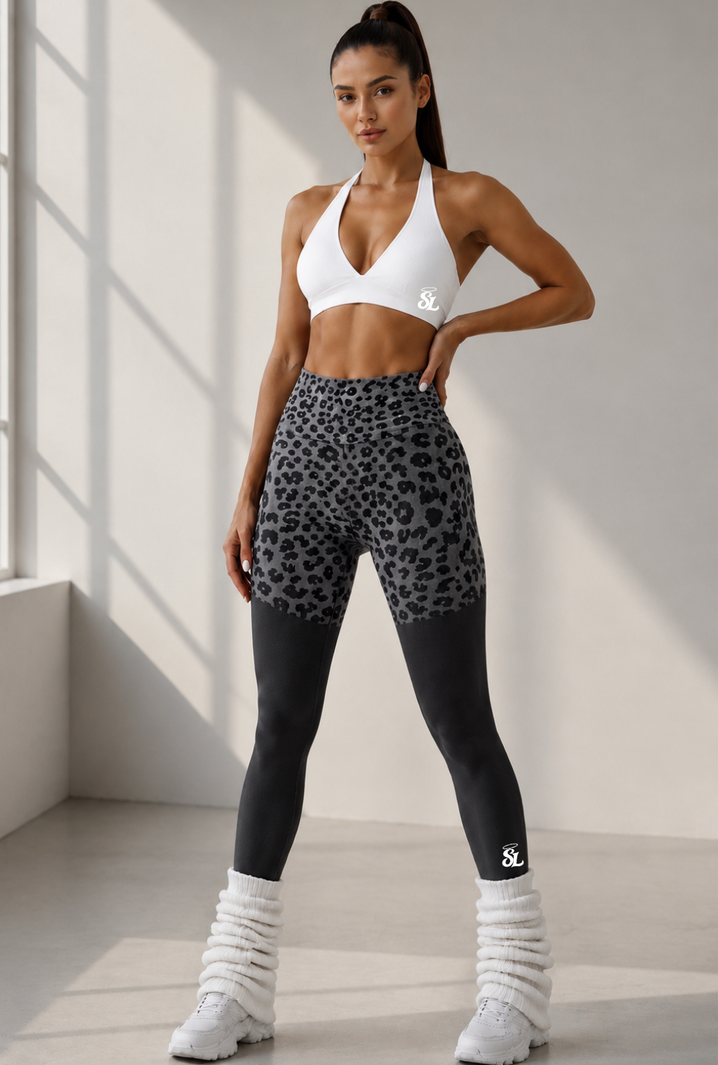 LEOPARD LEGGINGS -GREY
