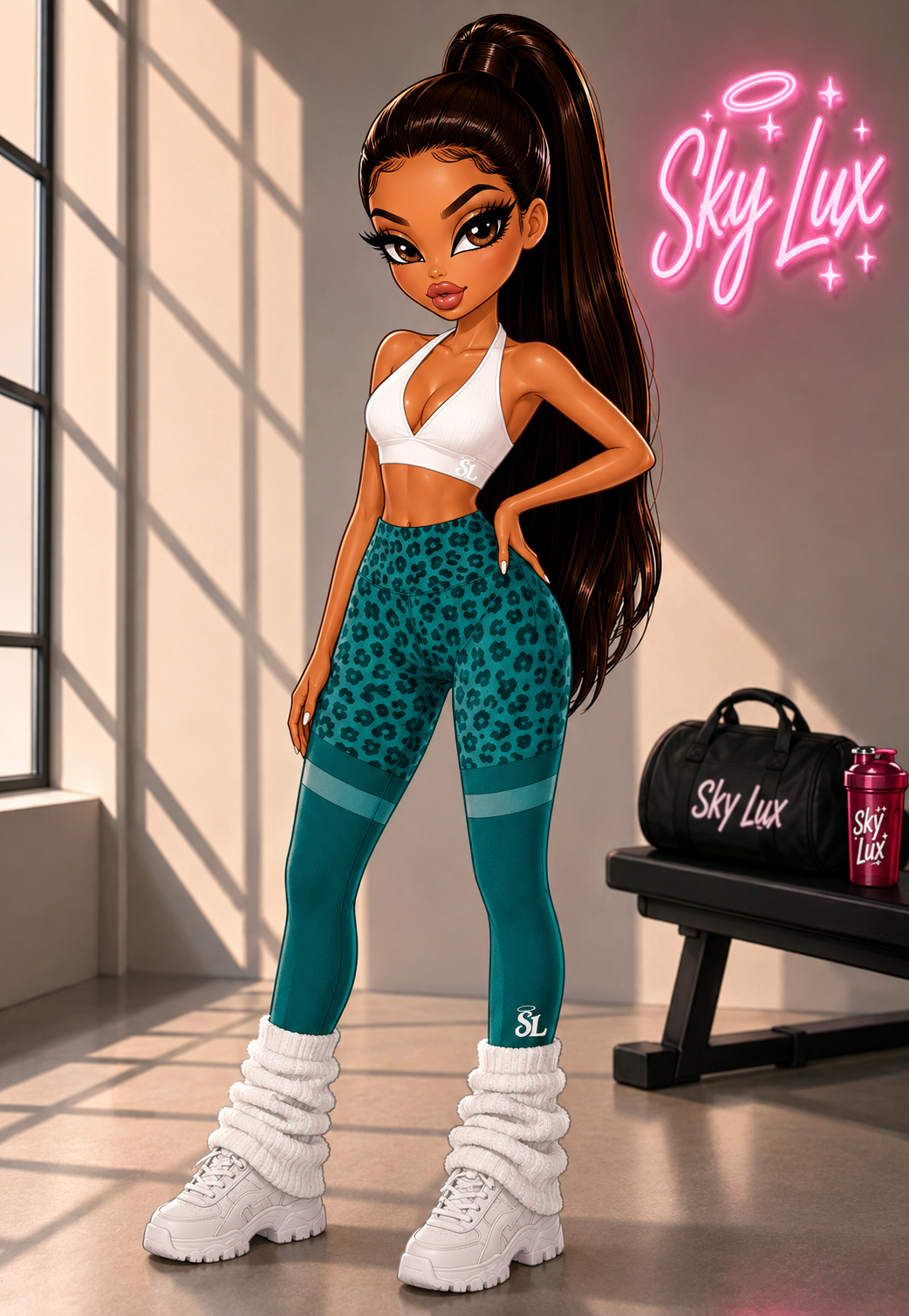 LEOPARD LEGGINGS -TEAL