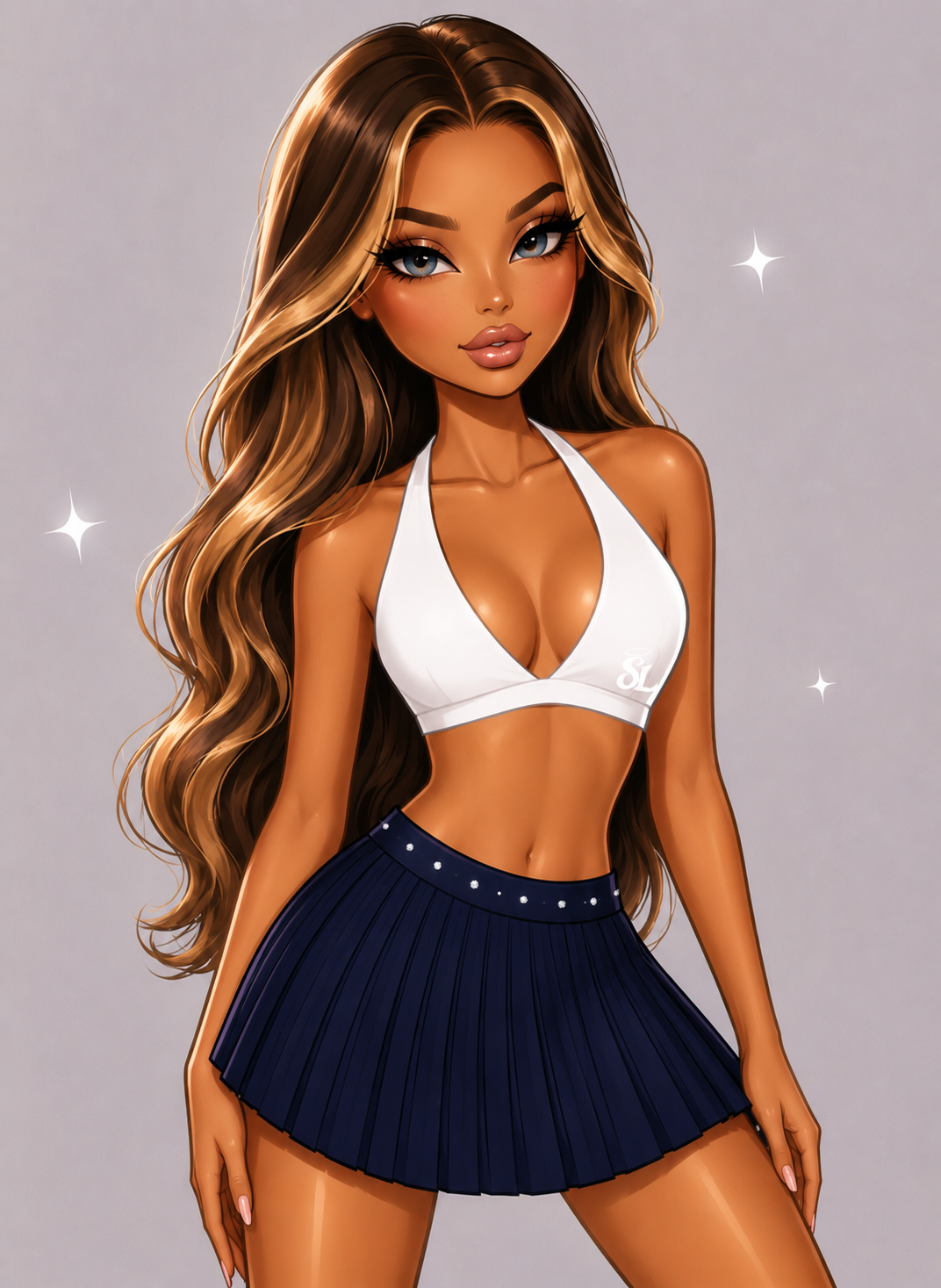 ANGEL RHINESTONE SKIRT NAVY