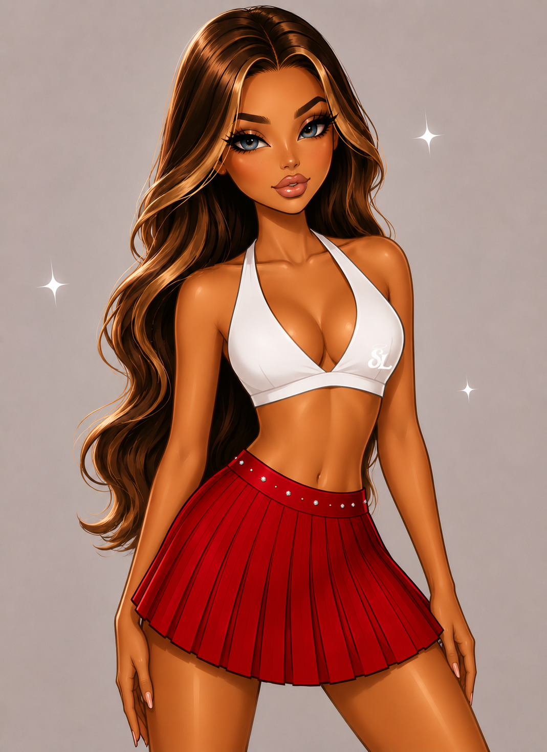 ANGEL RHINESTONE SKIRT RED