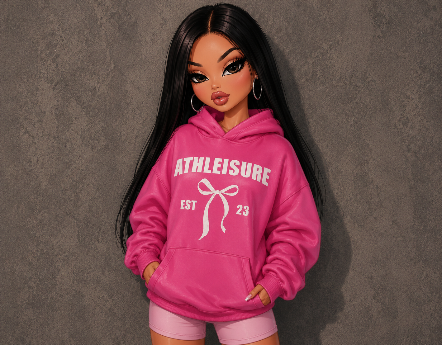 DOLL BOW HOODIE- PINK