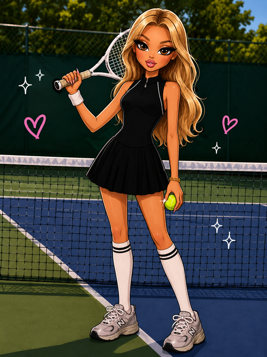 SERVING LOOKS TENNIS DRESS-JET BLACK