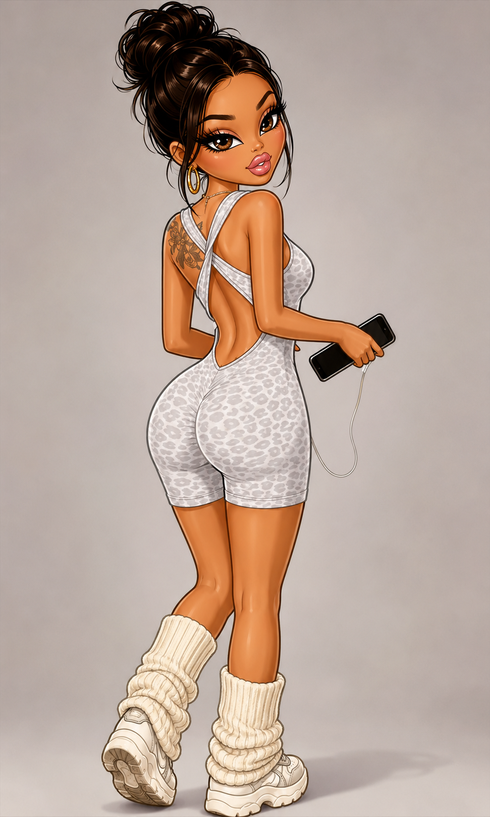 WHITE  LEOPARD SHORT BODYSUIT