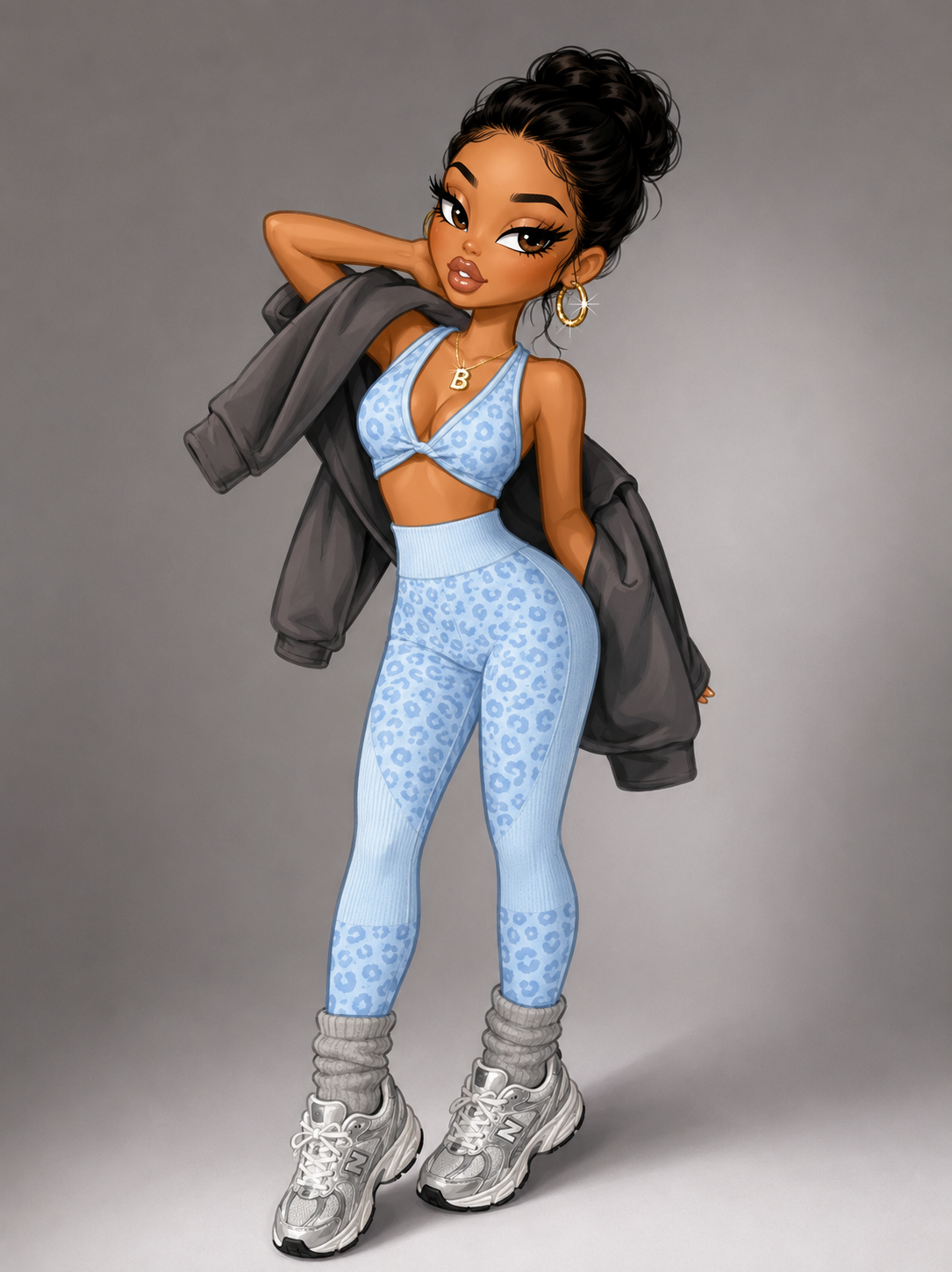 BOMBSHELL LEOPARD TOP-BLUE