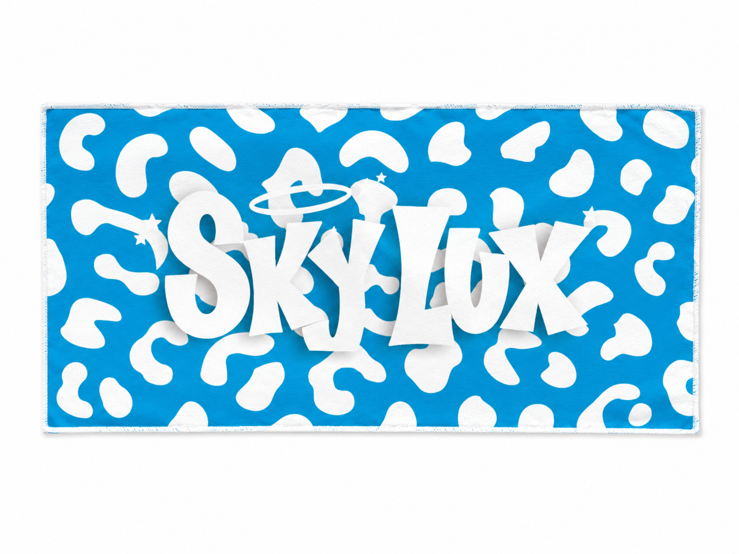 SKY LUX LEOPARD GYM TOWEL BLUE
