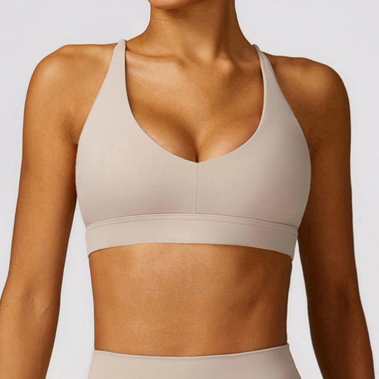 Cream Tan Sculpt Sports Bra