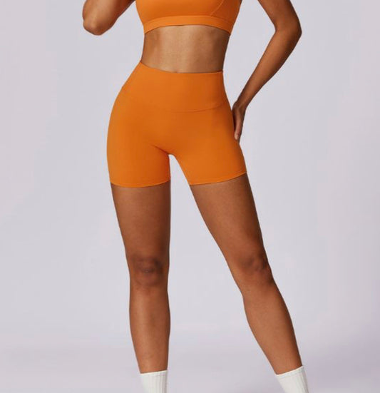 Tangerine High Waisted Scrunch Shorts