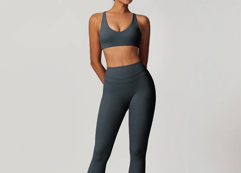 Charcoal Twist Back Sports Bra