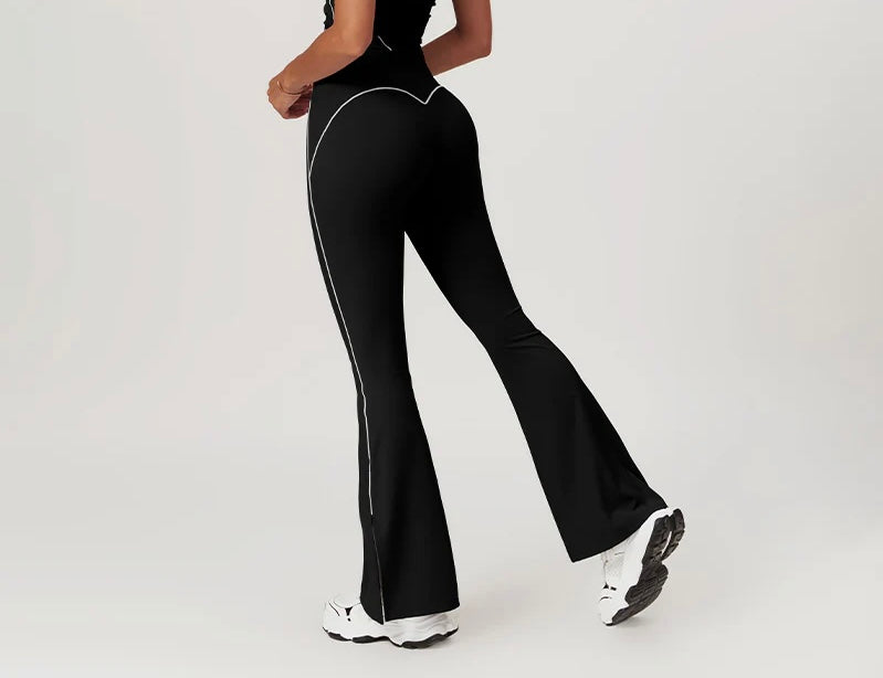 Jet Black Two Tone Flared Leggings