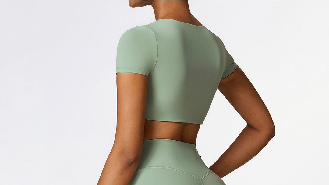 Green Casual Sports Short Sleeved Gym Top