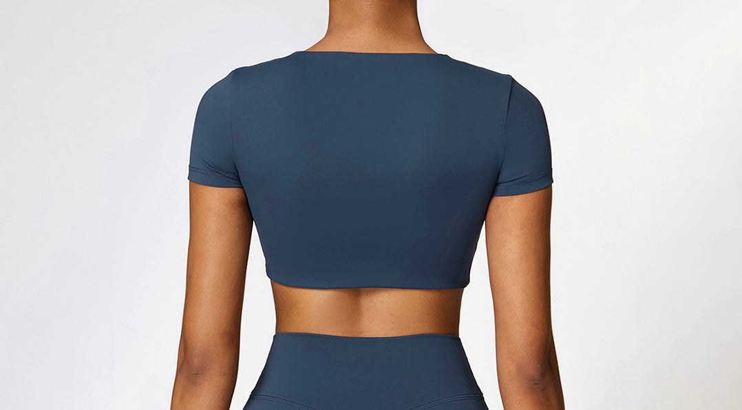 Navy Casual Sports Short Sleeved Gym Top