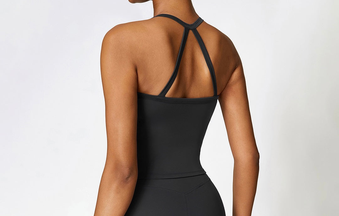 Black Casual Sports Tank Top