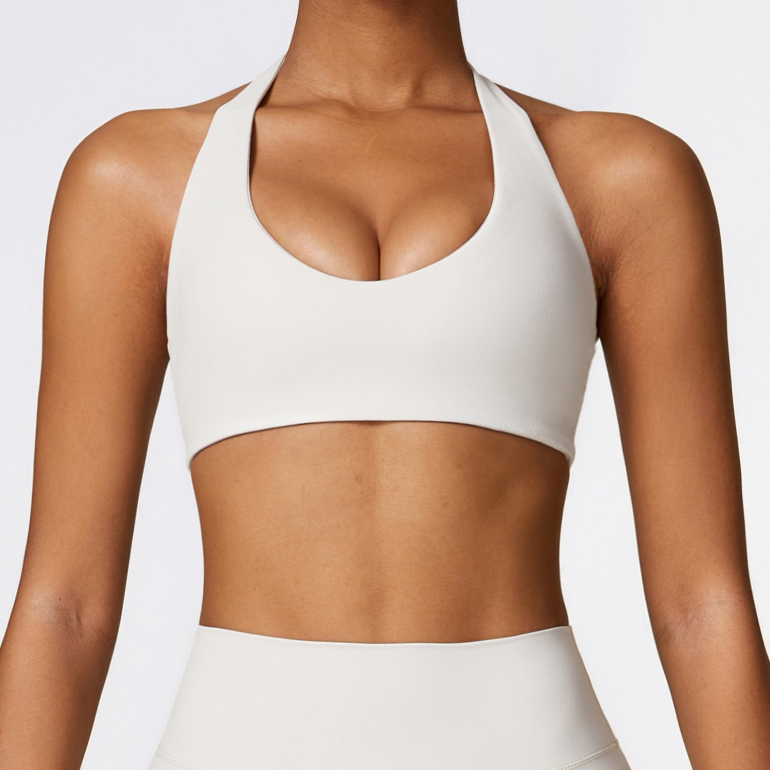 Soft Cream Halter Sports Bra