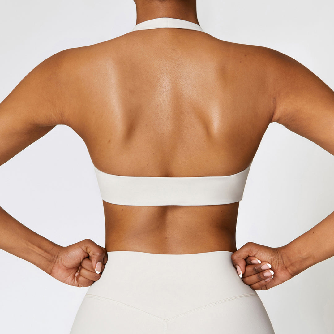 Soft Cream Halter Sports Bra
