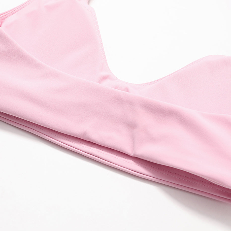 Soft Pink Halter Sports Bra