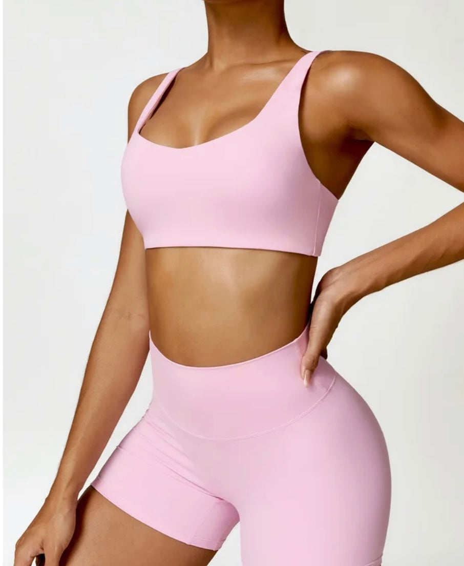 Soft Pink Solid Sports Bra
