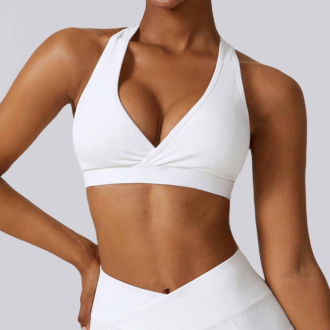 Soft White Razor Back Sports Bra