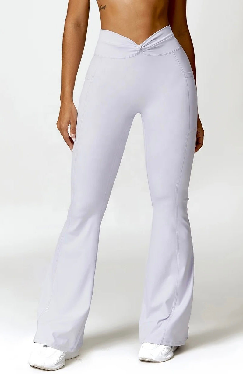 Soft Grey Twist Flared Spandex with Pockets