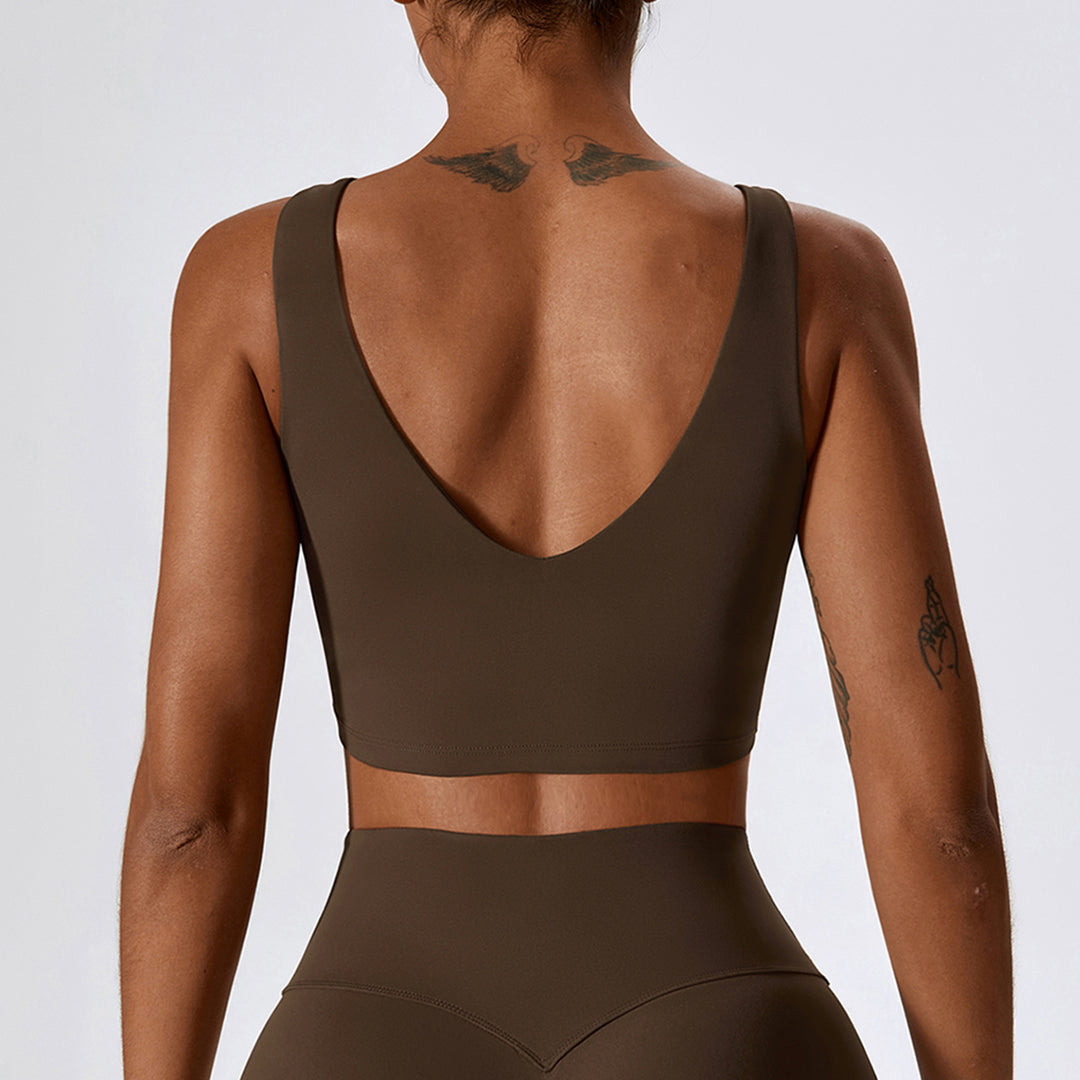 Dark Brown Earth Tone Sports Bra