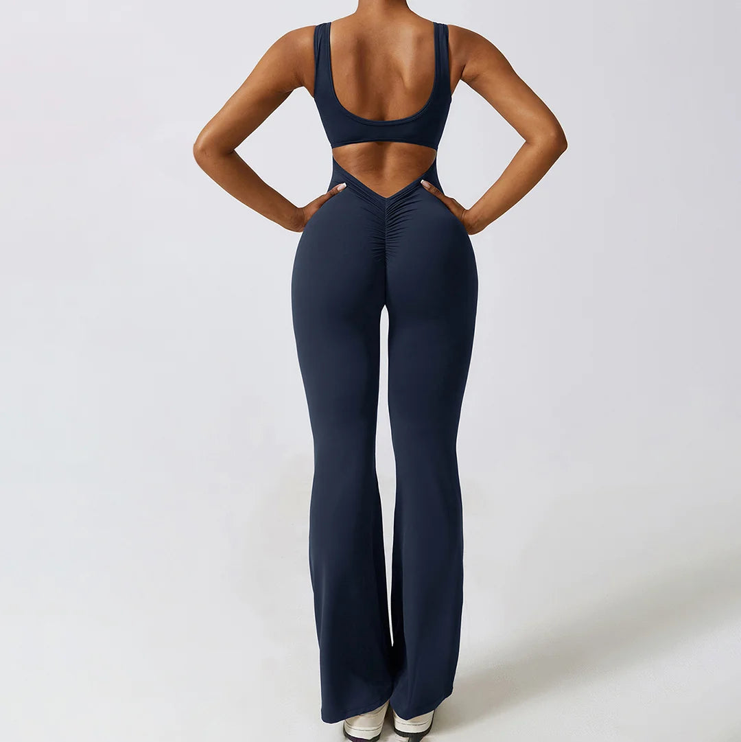Navy Flared Butt Scrunch Body-Suit