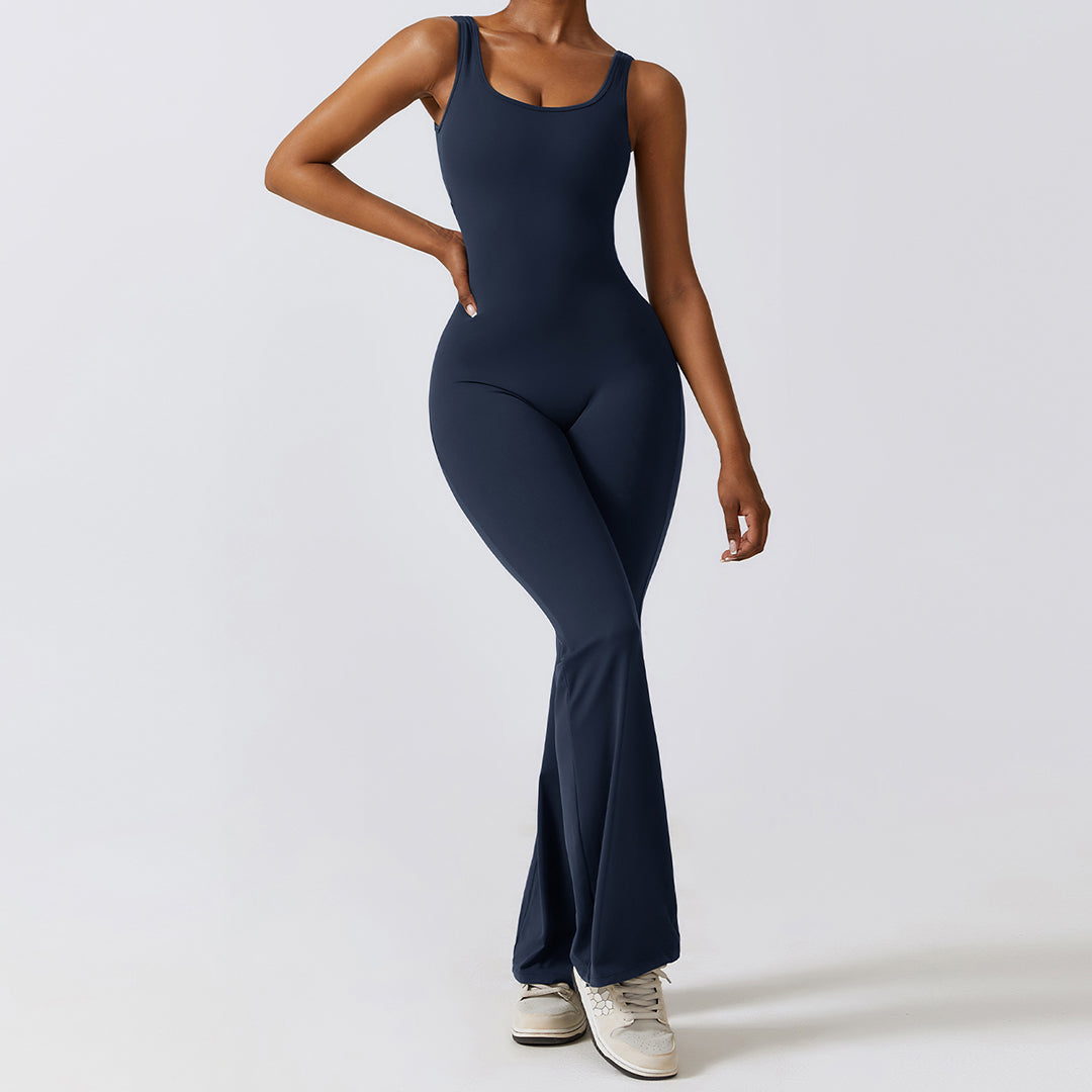 Navy Flared Butt Scrunch Body-Suit