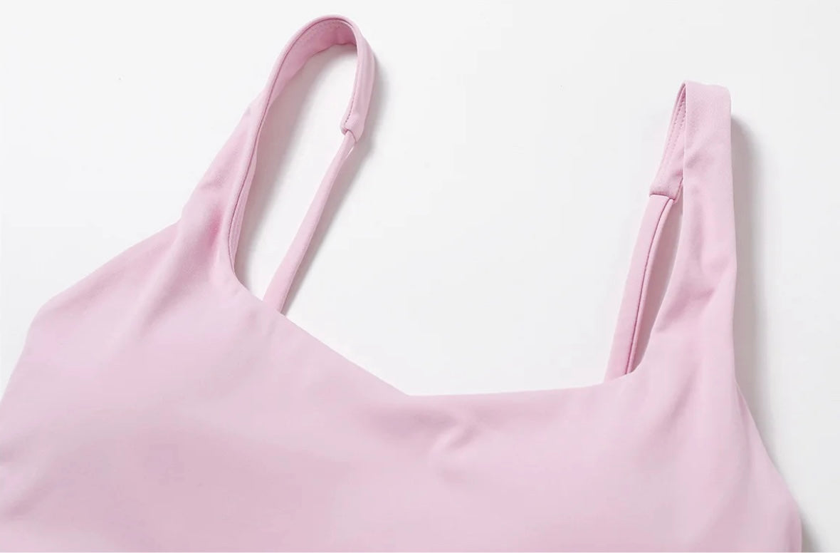 Soft Pink Solid Sports Bra