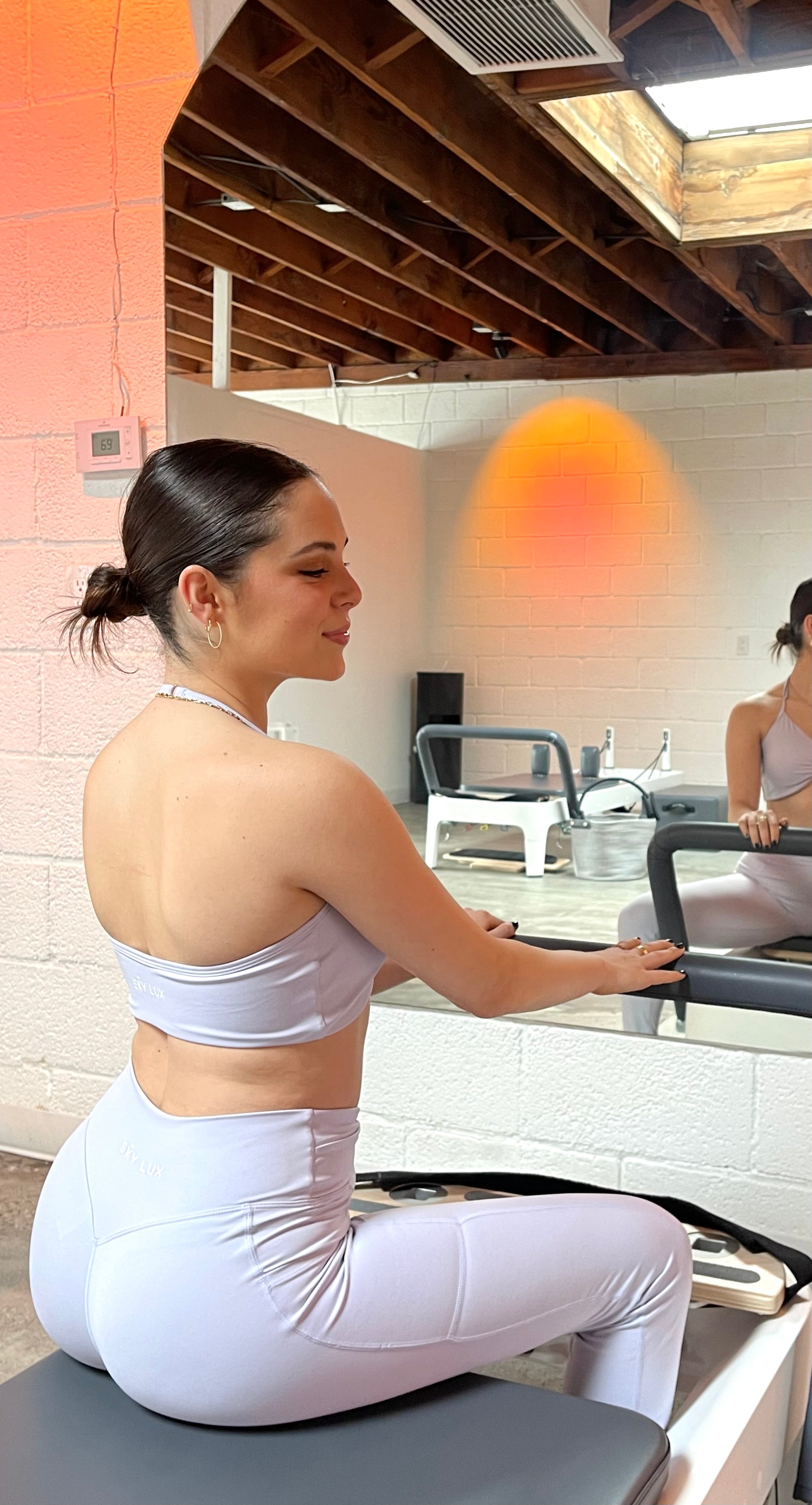 Soft Grey Twist Sports Bra with Open Back