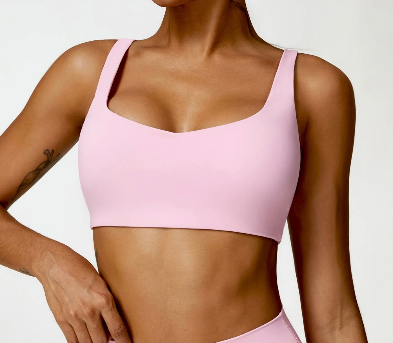 Soft Pink Solid Sports Bra