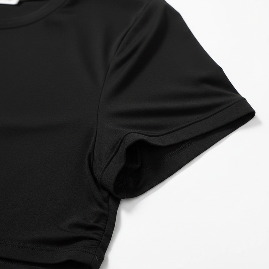 Black Crop Tee - Hem Detail